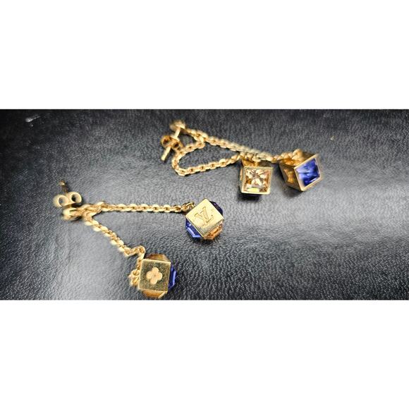 LOUIS VUITTON DANGLING CRYSTAL GAMBLE CUBE EARRINGS - Picture 5 of 6